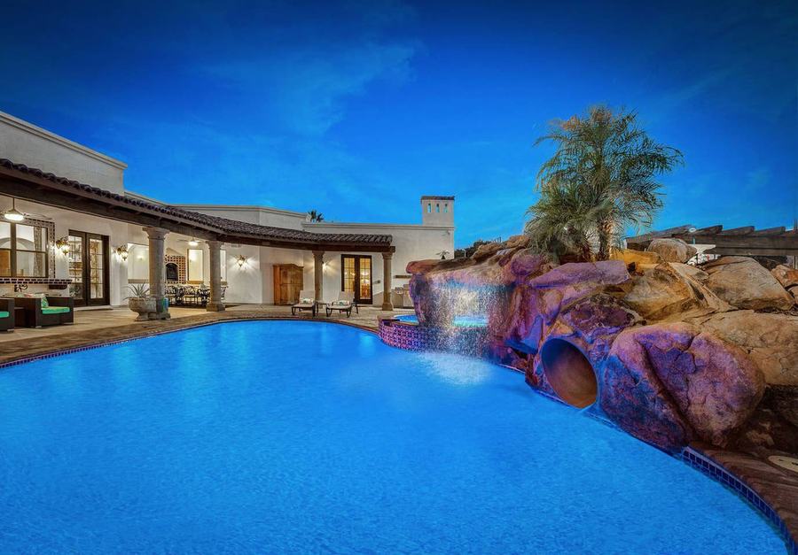 Pool with Waterslide & Hot Tub