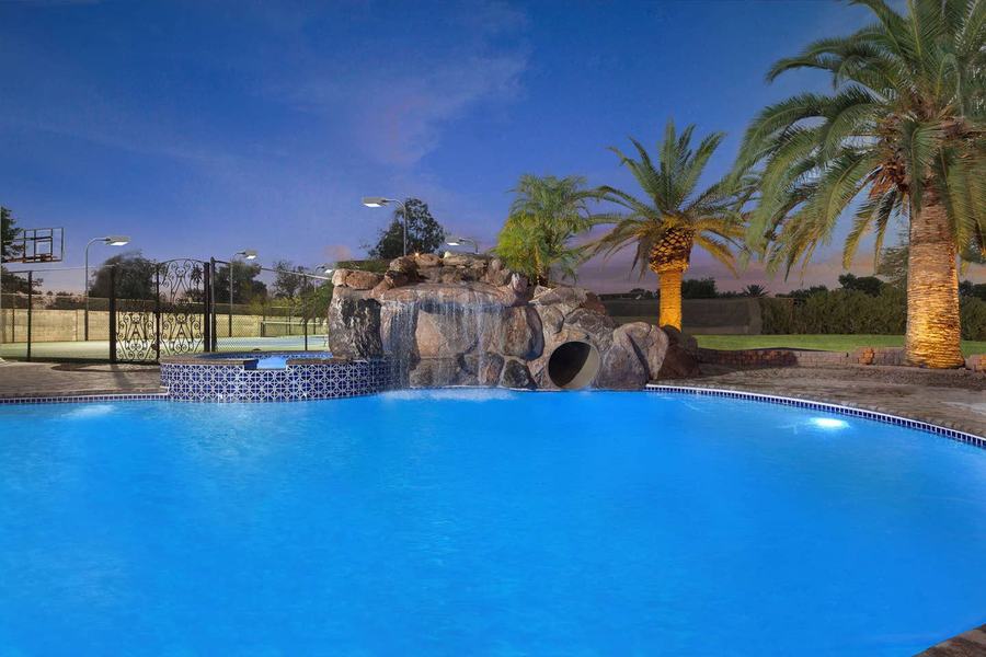 Pool at Night with Ambient Lighting