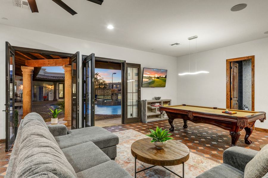 Game Room with Regulation Pool Table