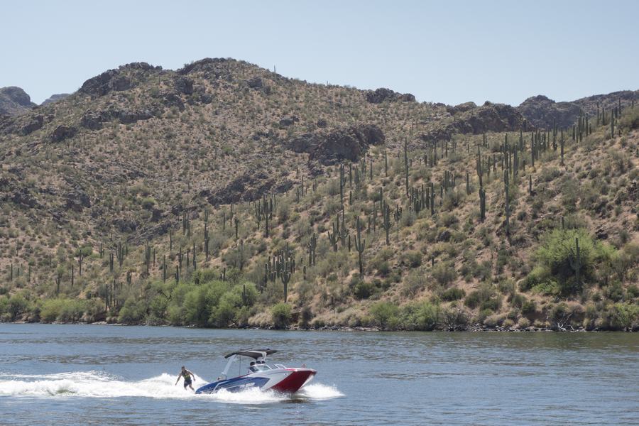 Water slides at a Phoenix-area waterpark, a Labor Day weekend staple