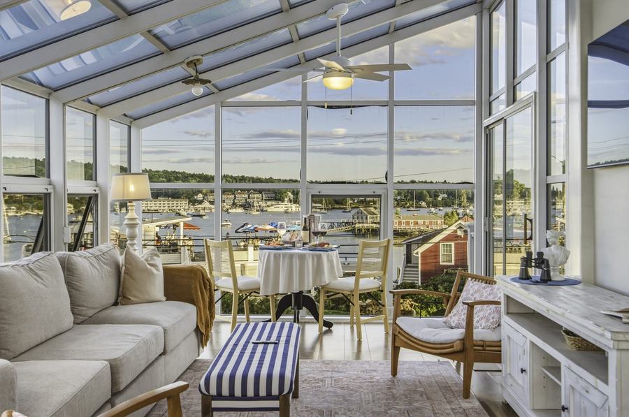 The glass solarium at Admiral's Quarters