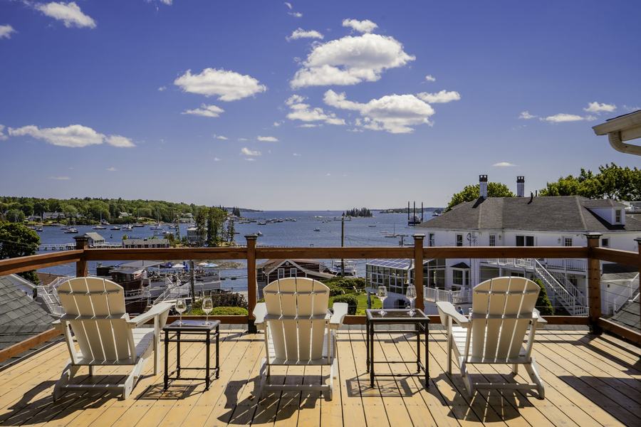 Greenleaf Inn sky deck, harbor beyond